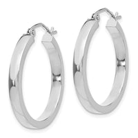 14k White Gold 2x3mm Rectangle Tube Hoop-T1044