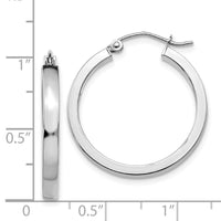 14k White Gold 2x3mm Rectangle Tube Hoop-T1044