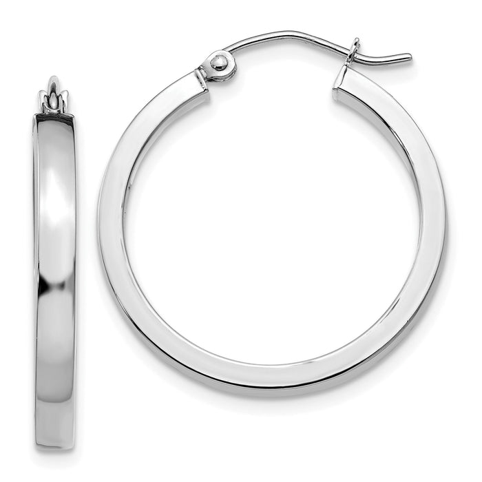 14k White Gold 2x3mm Rectangle Tube Hoop-T1044