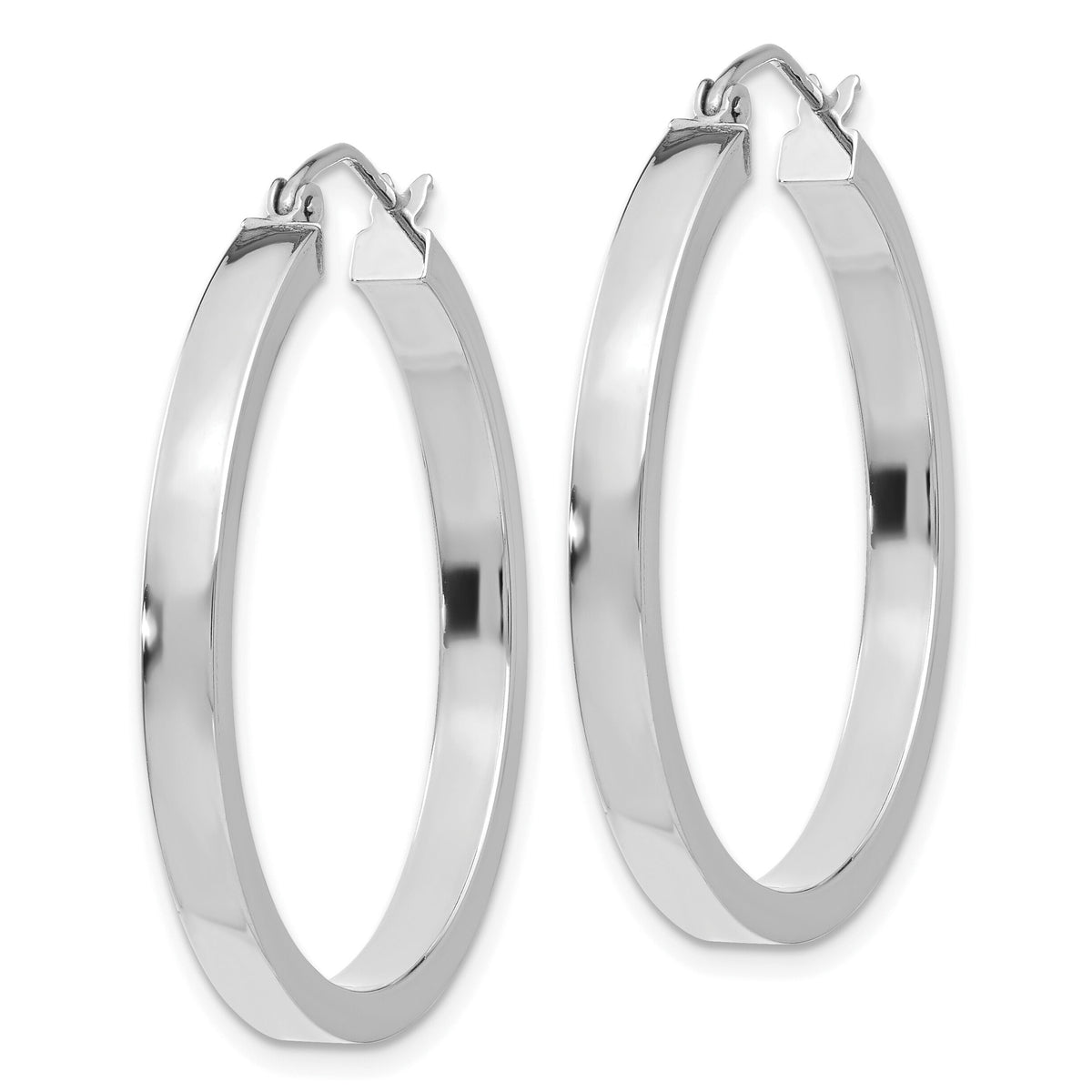 14k White Gold 2x3mm Rectangle Tube Hoop-T1045