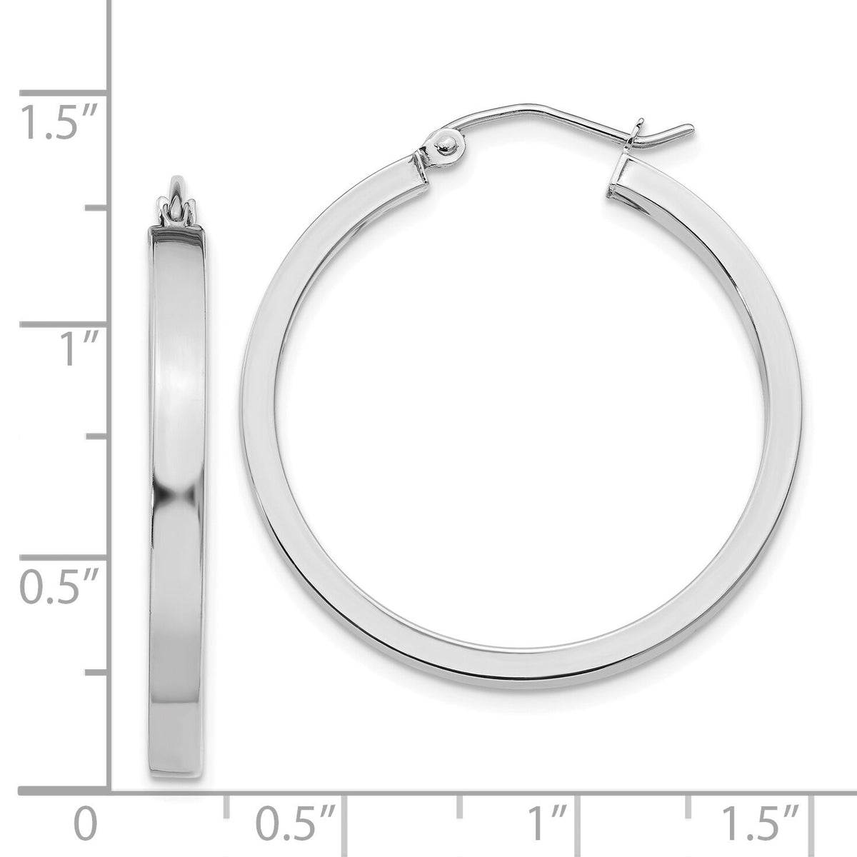 14k White Gold 2x3mm Rectangle Tube Hoop-T1045