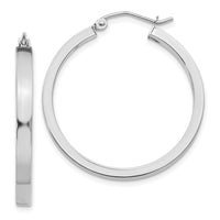 14k White Gold 2x3mm Rectangle Tube Hoop-T1045