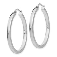 14k White Gold 2x3mm Rectangle Tube Hoop-T1046