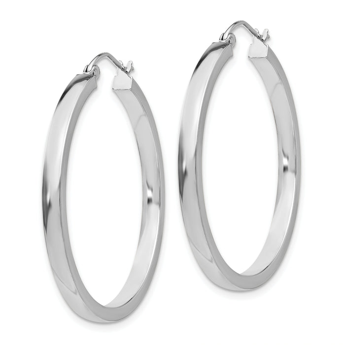 14k White Gold 2x3mm Rectangle Tube Hoop-T1046