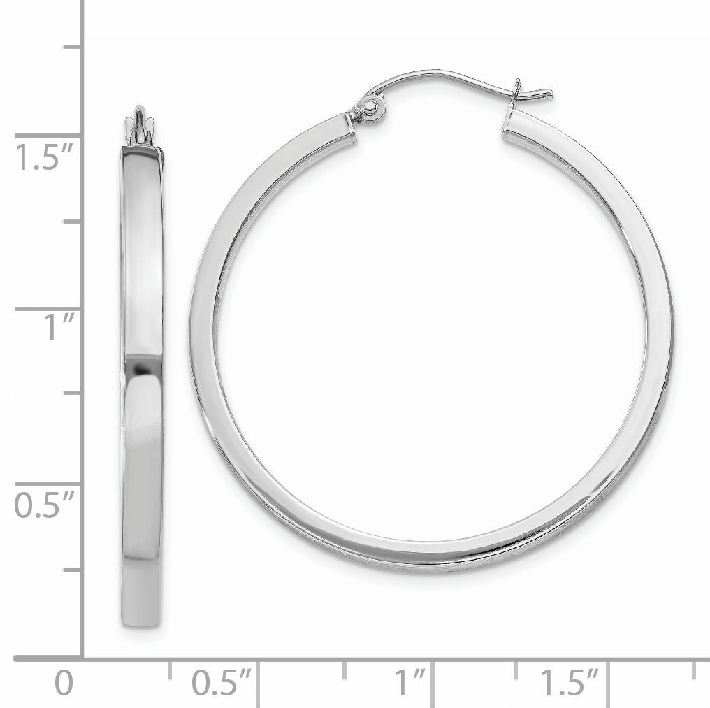 14k White Gold 2x3mm Rectangle Tube Hoop-T1046