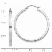 14k White Gold 2x3mm Rectangle Tube Hoop-T1046