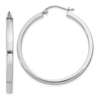 14k White Gold 2x3mm Rectangle Tube Hoop-T1046