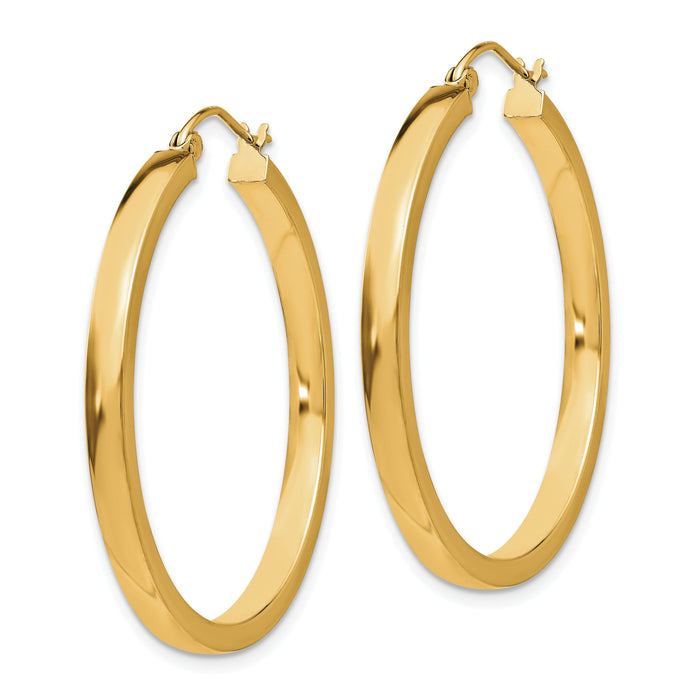 14k Polished 2mm Rectangle Tube Hoop-T1046Y