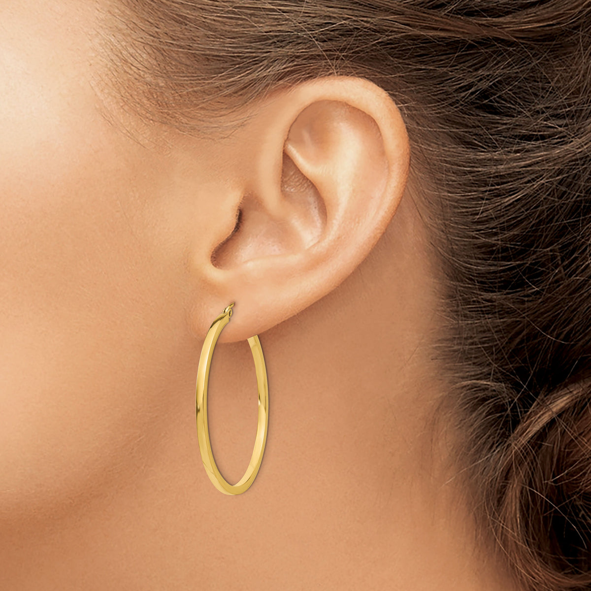 14k 2mm Square Tube Hoop Earrings-T1071