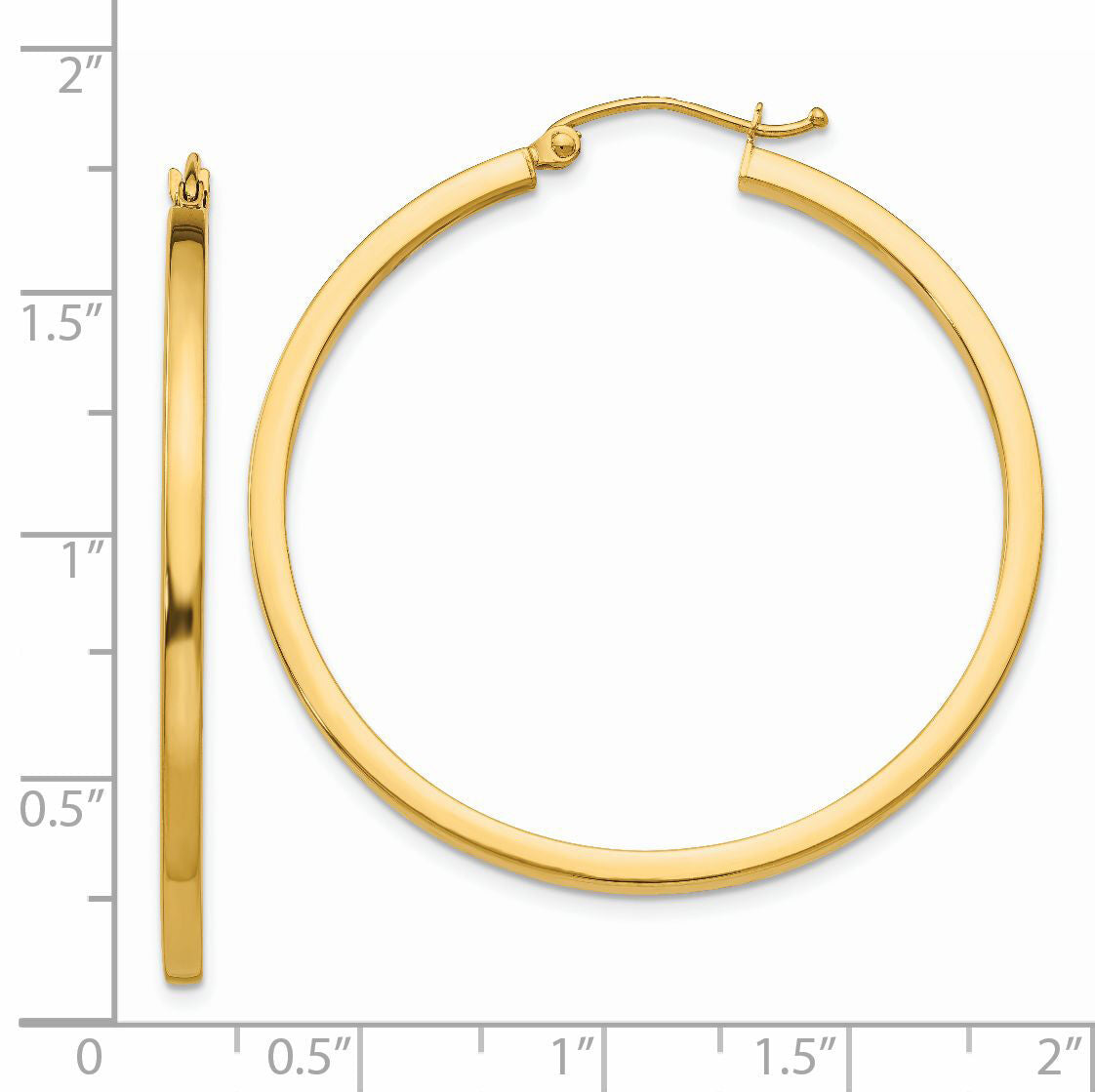 14k 2mm Square Tube Hoop Earrings-T1071