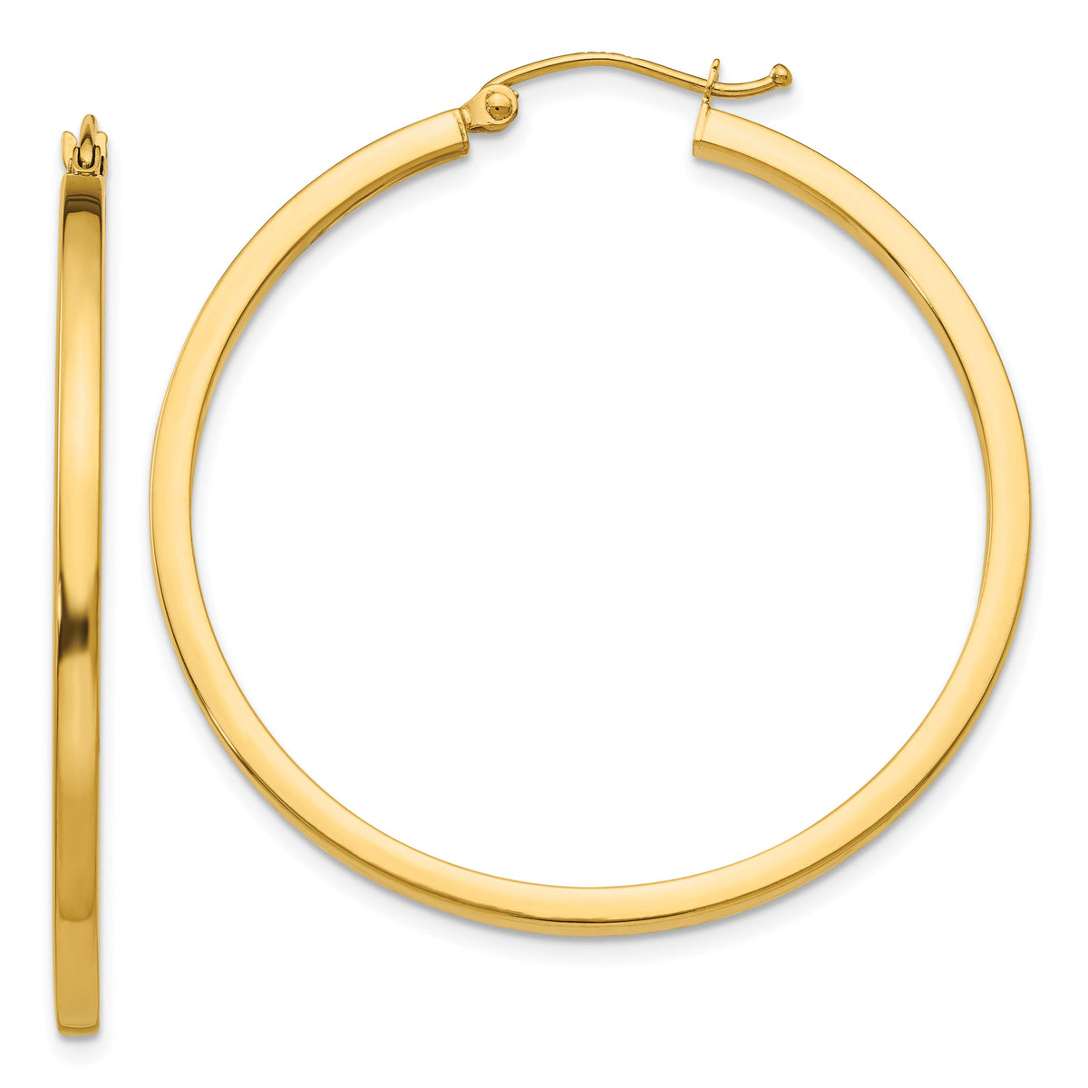 14k 2mm Square Tube Hoop Earrings-T1071