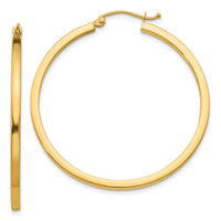 14k 2mm Square Tube Hoop Earrings-T1071