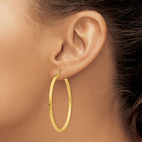 14k 2mm Square Tube Hoop Earrings-T1072