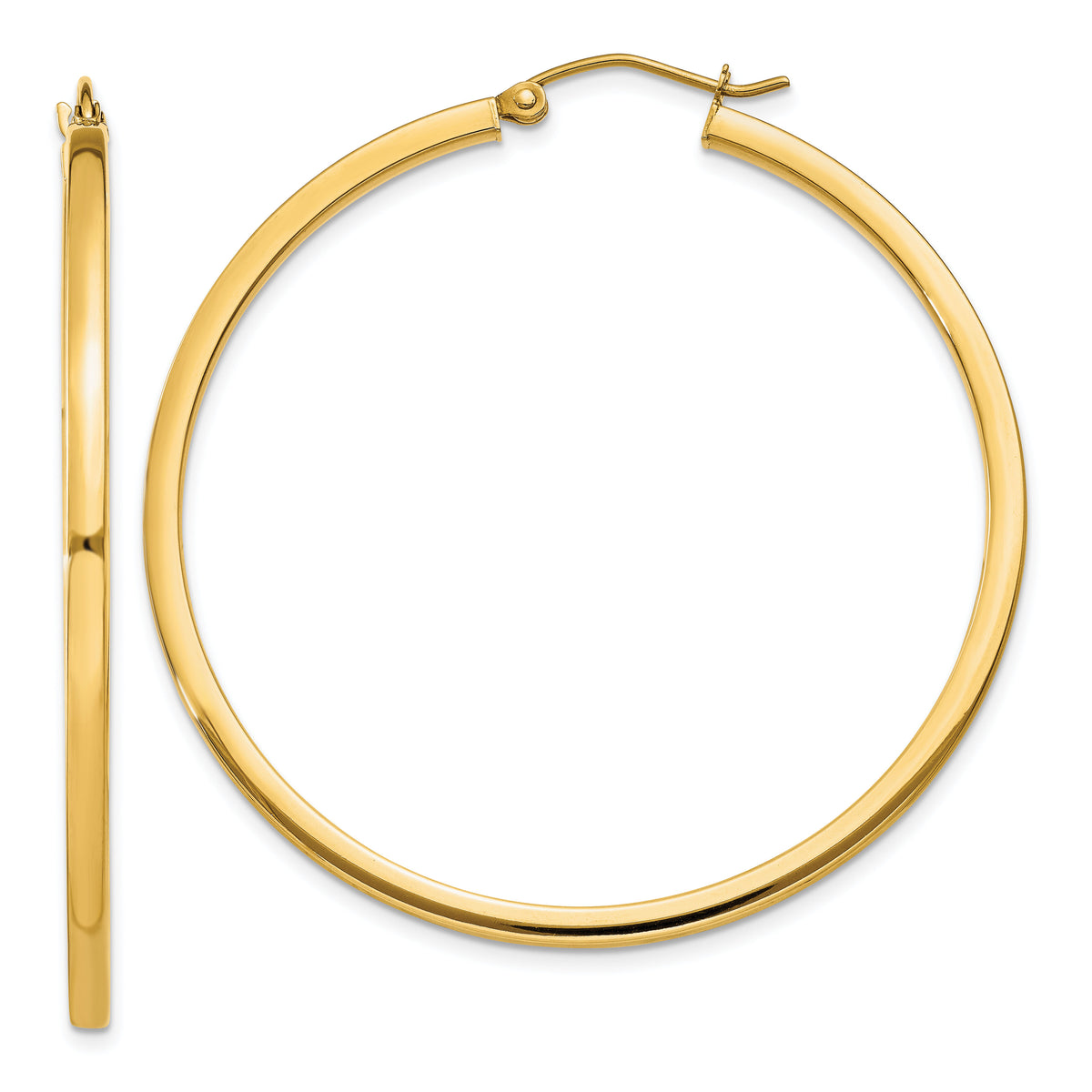 14k 2mm Square Tube Hoop Earrings-T1072
