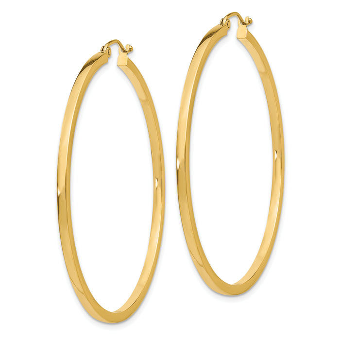 14k 2mm Square Tube Hoop Earrings-T1073