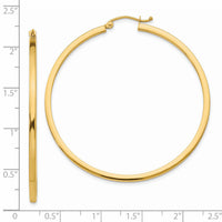 14k 2mm Square Tube Hoop Earrings-T1073