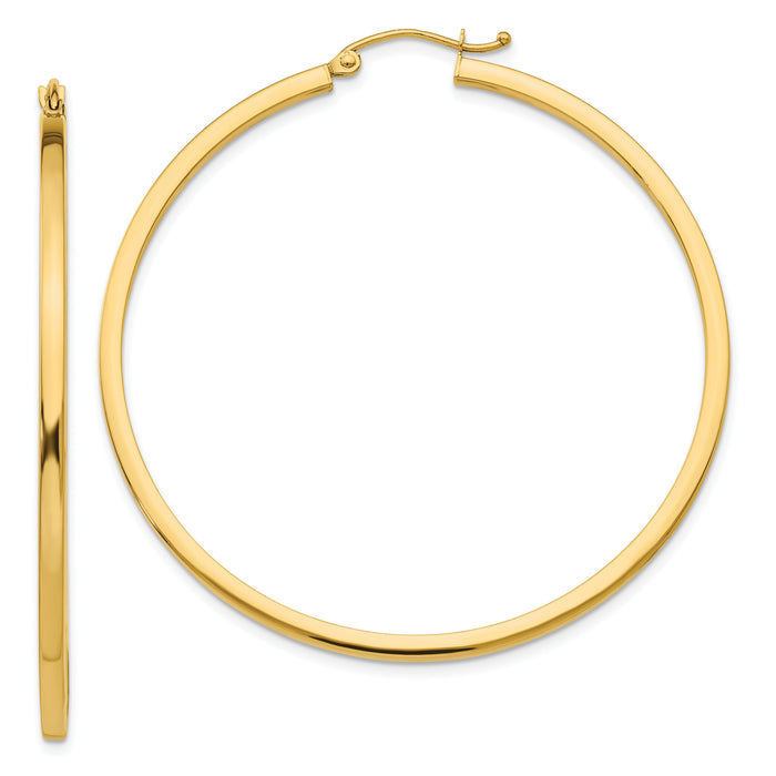 14k 2mm Square Tube Hoop Earrings-T1073