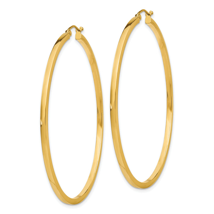 14k 2mm Square Tube Hoop Earrings-T1074