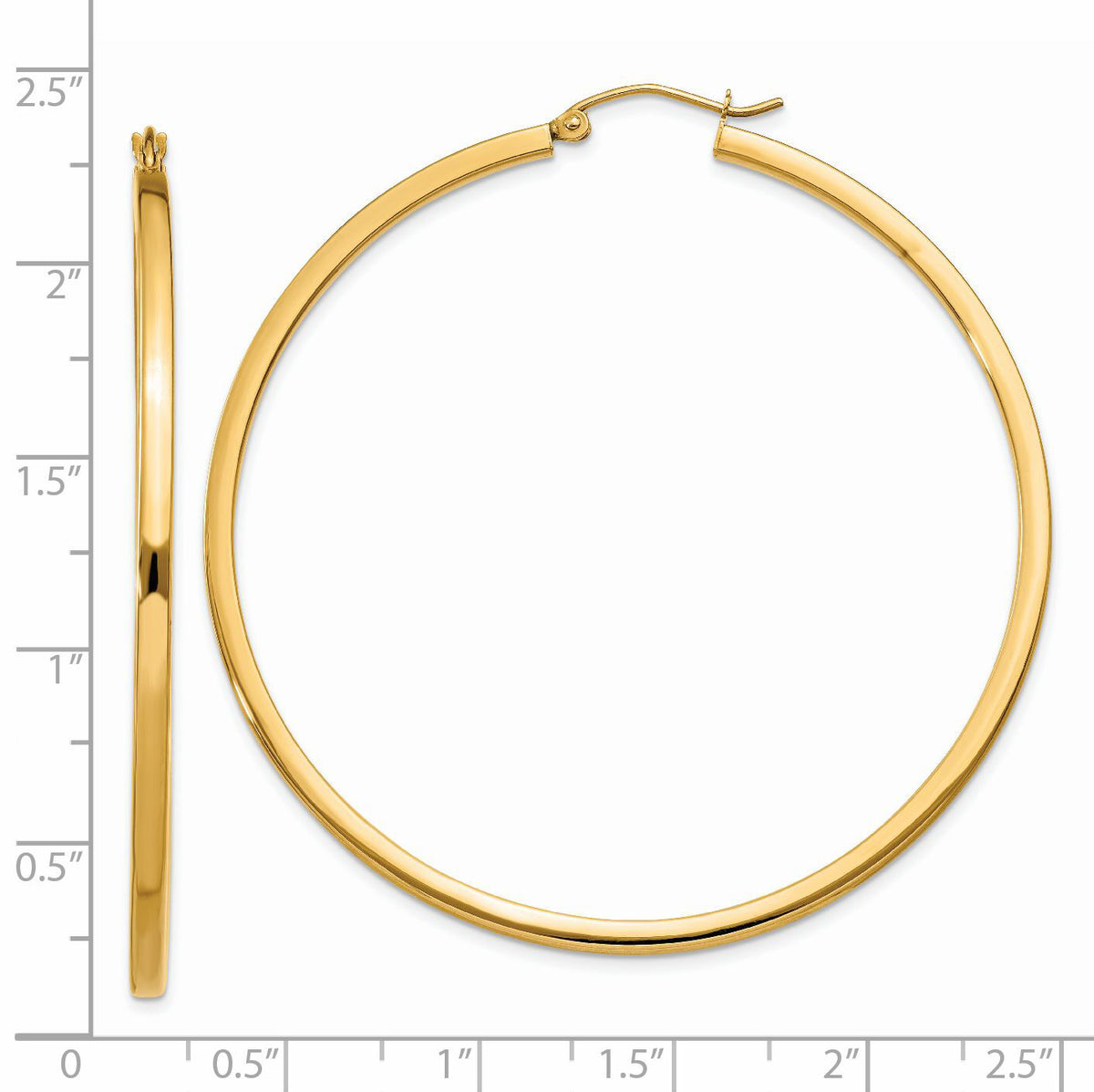 14k 2mm Square Tube Hoop Earrings-T1074