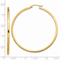 14k 2mm Square Tube Hoop Earrings-T1074