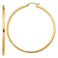 14k 2mm Square Tube Hoop Earrings-T1074