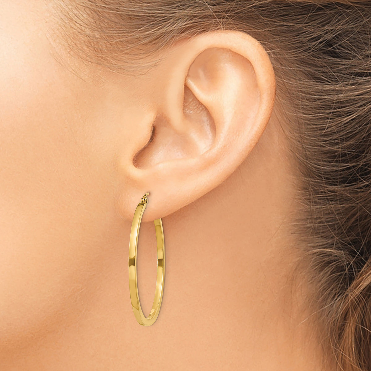 14k 2mm Square Tube Hoop Earrings-T1075