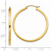14k 2mm Square Tube Hoop Earrings-T1075