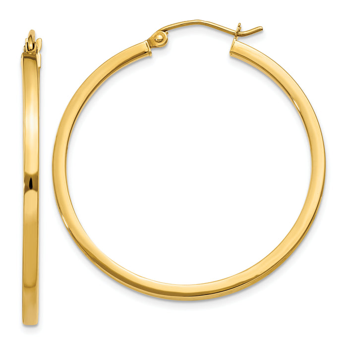 14k 2mm Square Tube Hoop Earrings-T1075