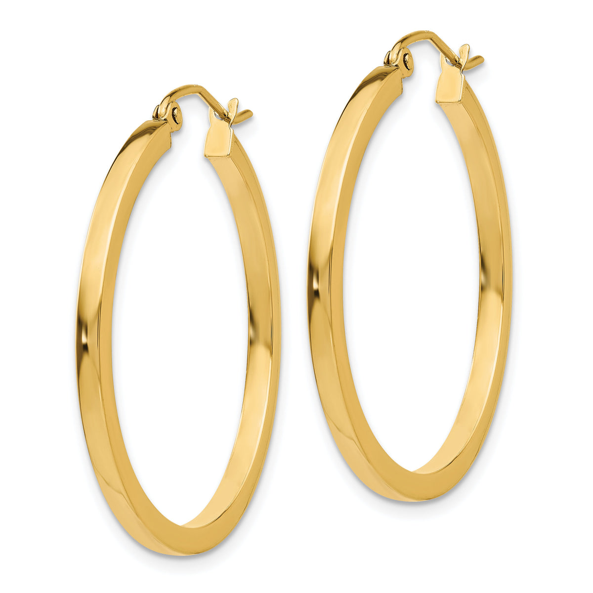 14k 2mm Square Tube Hoop Earrings-T1076