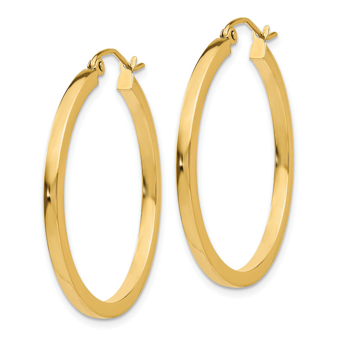 14k 2mm Square Tube Hoop Earrings-T1076