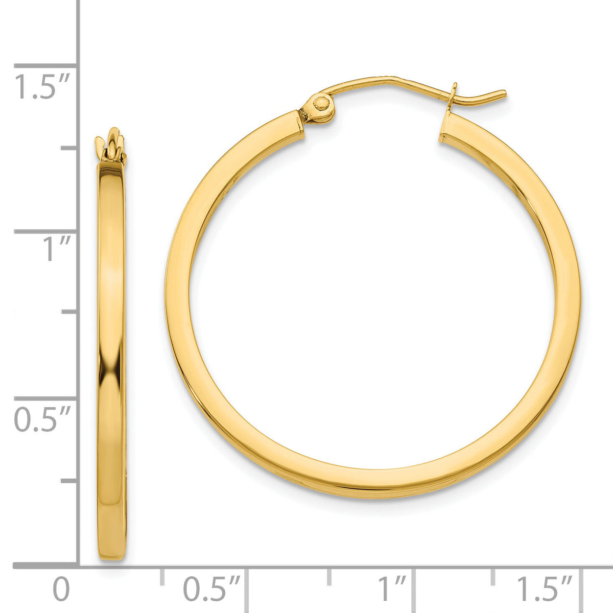 14k 2mm Square Tube Hoop Earrings-T1076
