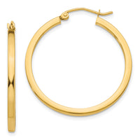 14k 2mm Square Tube Hoop Earrings-T1076