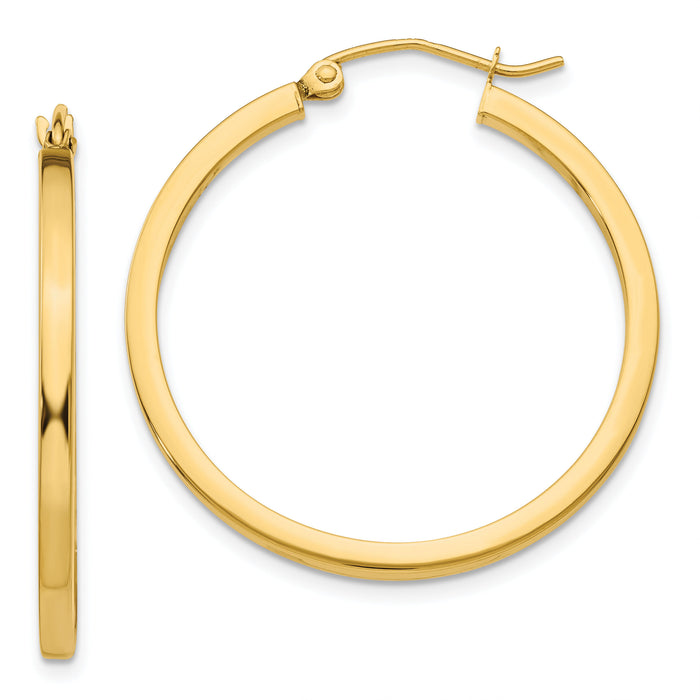 14k 2mm Square Tube Hoop Earrings-T1076