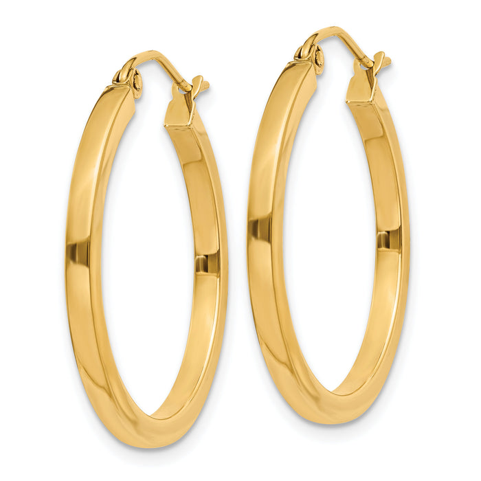14k 2mm Square Tube Hoop Earrings-T1077