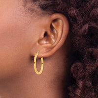 14k 2mm Square Tube Hoop Earrings-T1077