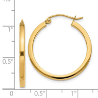 14k 2mm Square Tube Hoop Earrings-T1077