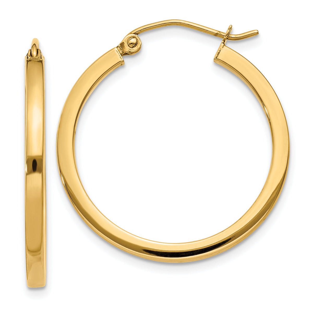 14k 2mm Square Tube Hoop Earrings-T1077