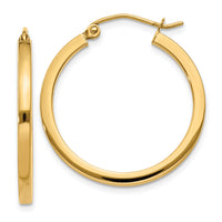 14k 2mm Square Tube Hoop Earrings-T1077