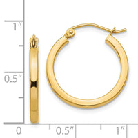 14k 2mm Square Tube Hoop Earrings-T1078