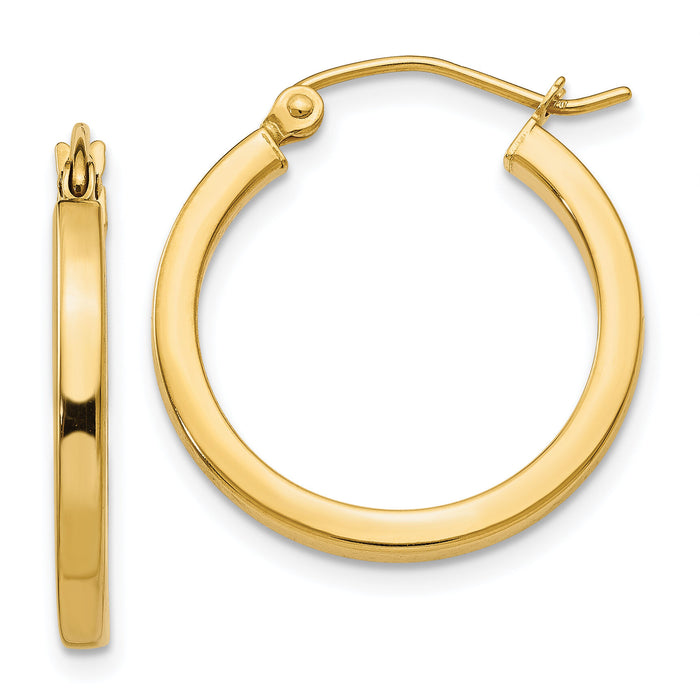 14k 2mm Square Tube Hoop Earrings-T1078