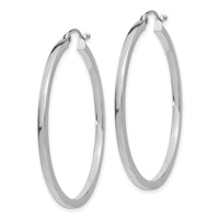 14k White Gold 2mm Square Tube Hoops-T1079