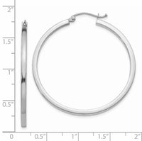 14k White Gold 2mm Square Tube Hoops-T1079