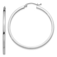 14k White Gold 2mm Square Tube Hoops-T1079