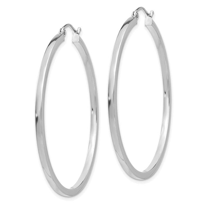 14k White Gold 2mm Square Tube Hoops-T1080