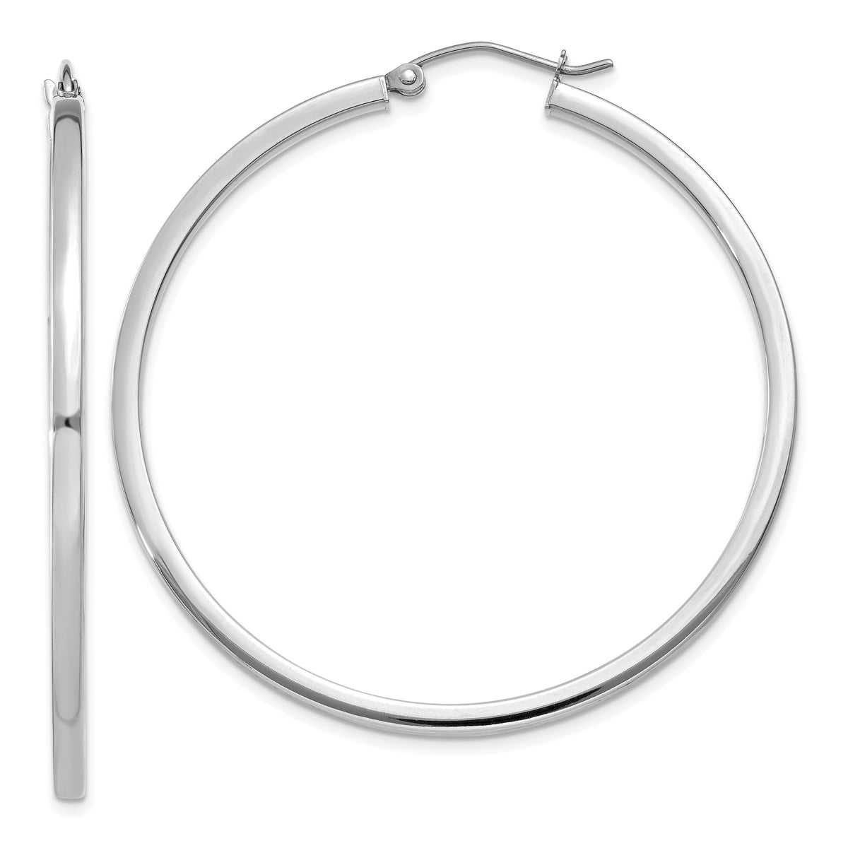 14k White Gold 2mm Square Tube Hoops-T1080