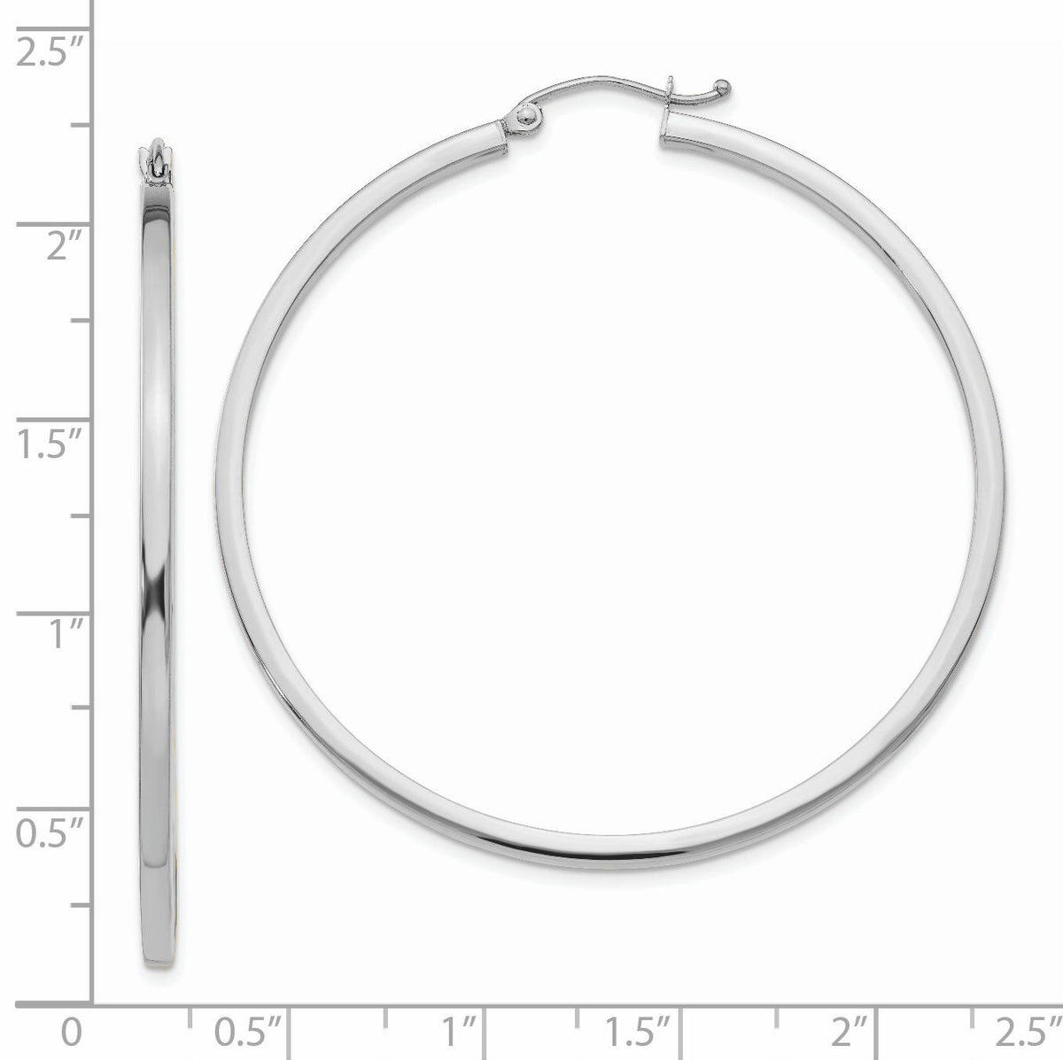 14k White Gold 2mm Square Tube Hoops-T1081