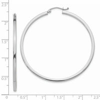 14k White Gold 2mm Square Tube Hoops-T1081