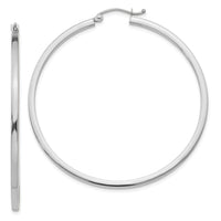 14k White Gold 2mm Square Tube Hoops-T1081