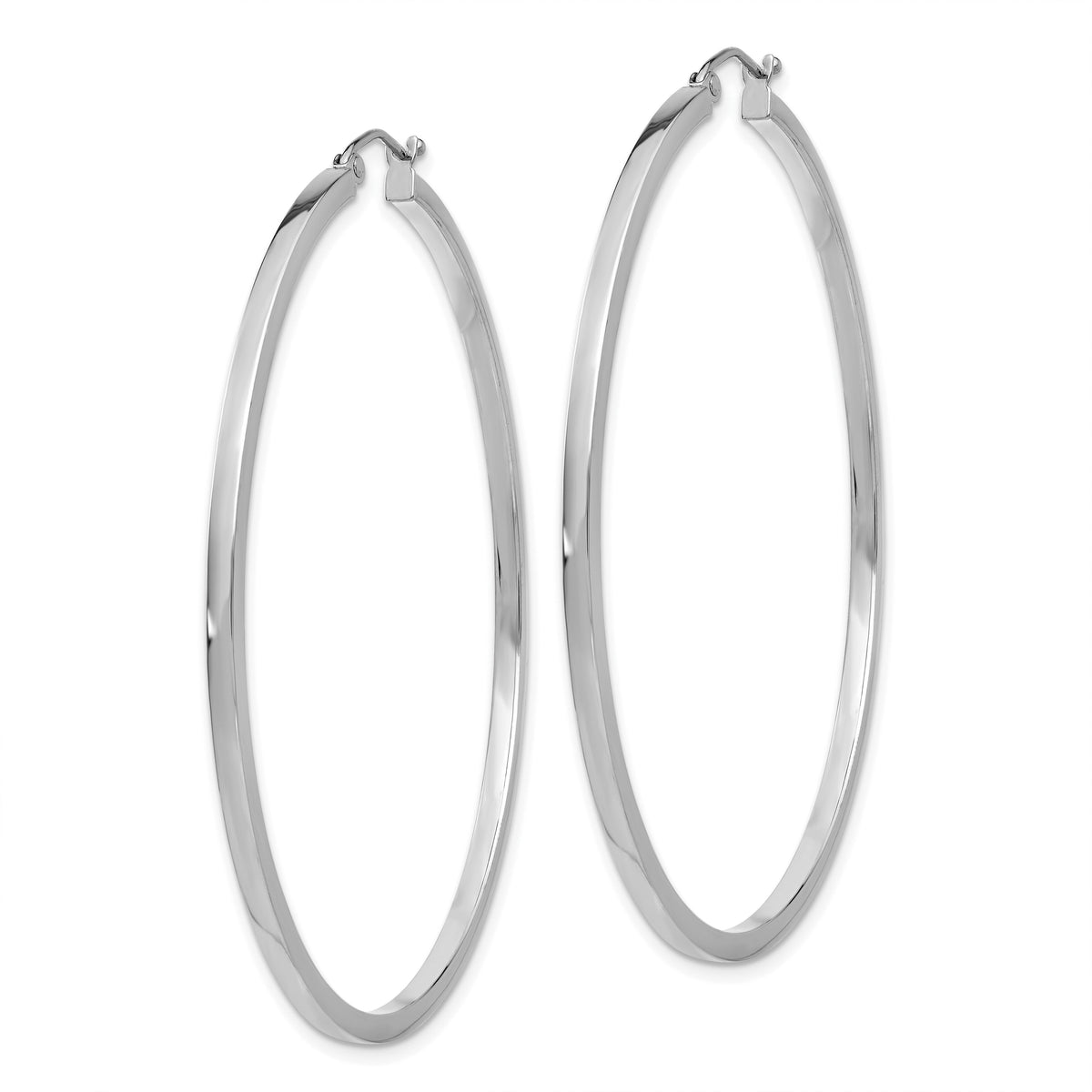 14k White Gold 2mm Square Tube Hoops-T1082
