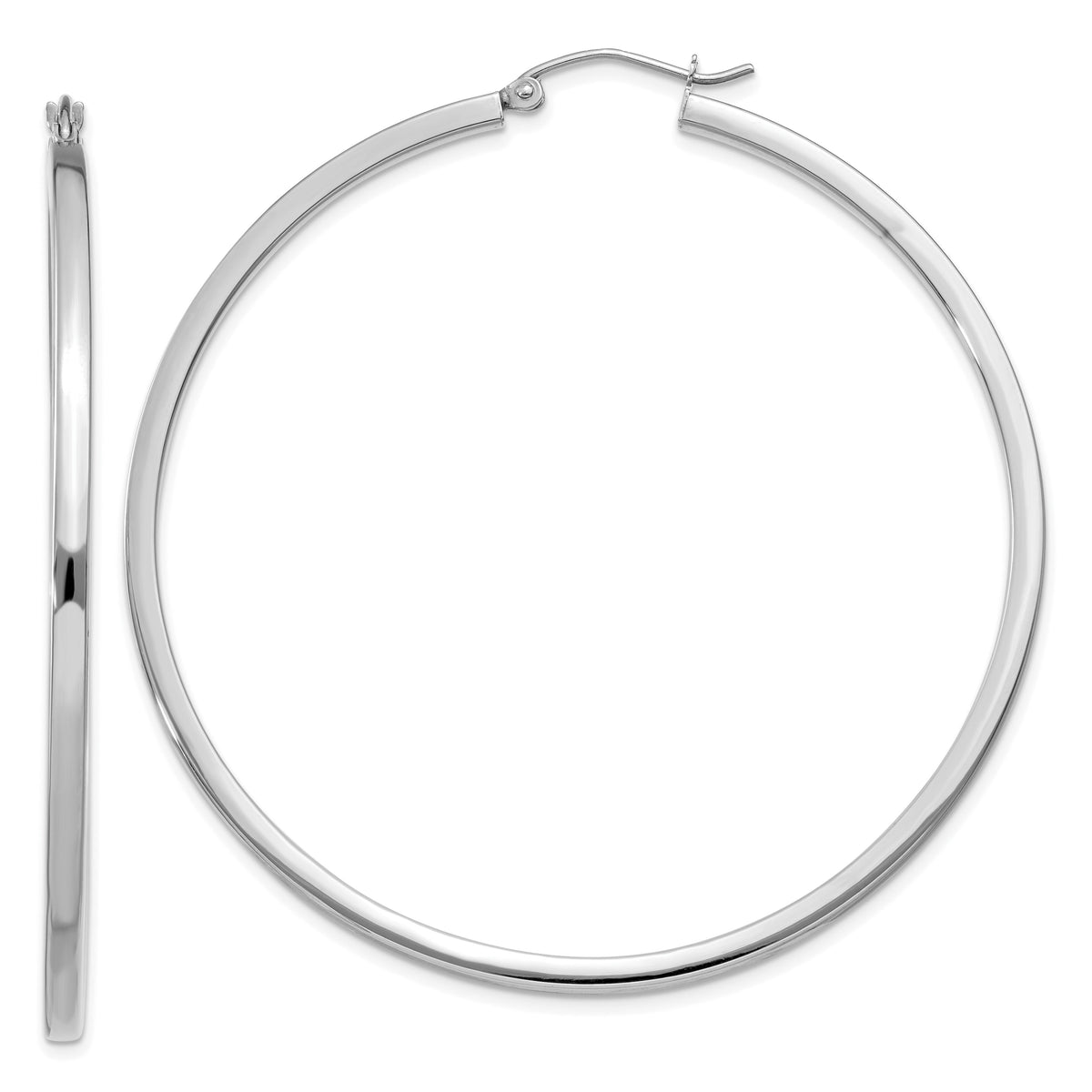 14k White Gold 2mm Square Tube Hoops-T1082